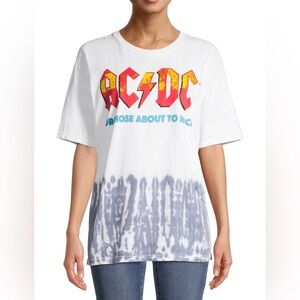 ACDC Womens Tie Dye Short Sleeve Graphic Band T-Shirt Size Medium